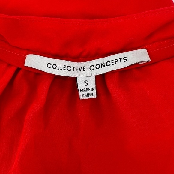 Collective Concepts Short Sleeve V-Neck Flutter Sleeve Blouse Size Small Women's - Picture 2 of 5